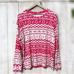 PINK Victoria's Secret Red Christmas Long sleeve Sleepwear Top New With Tags L